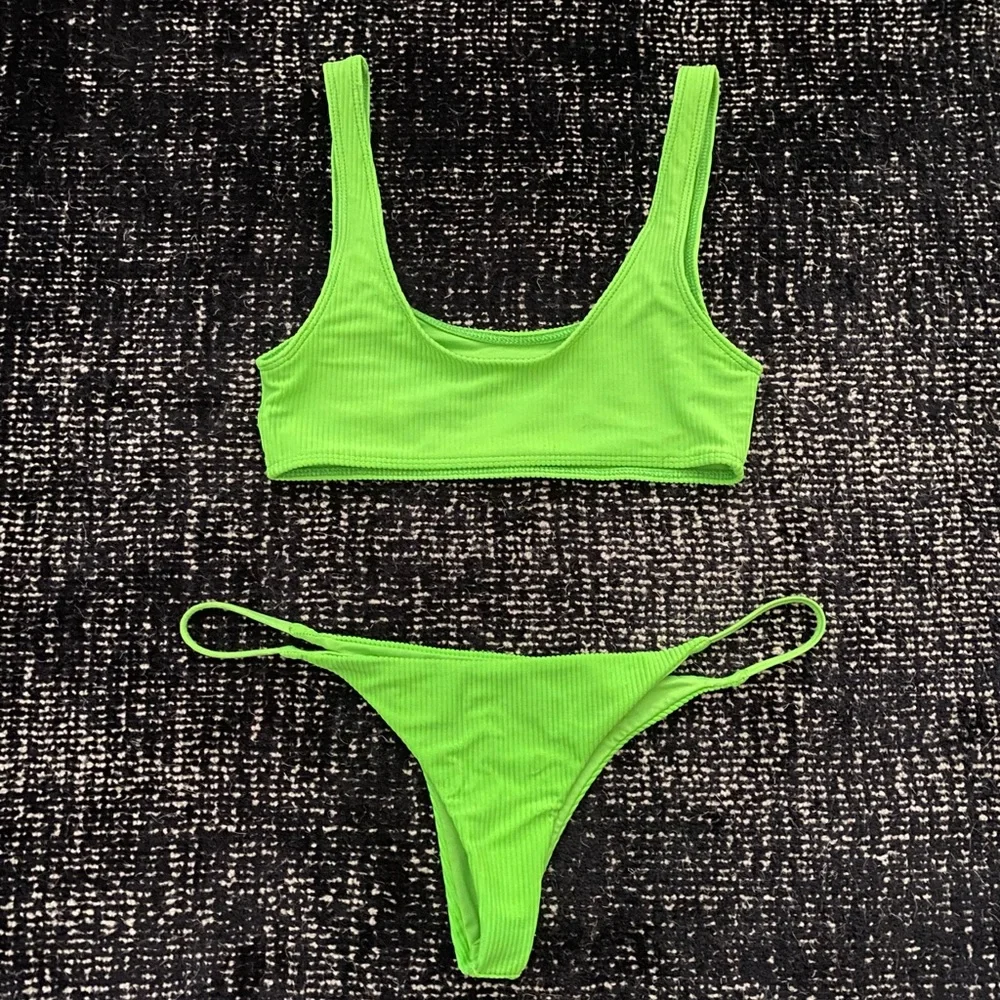Frankies Bikini Ribbed Acid Green XS/M
